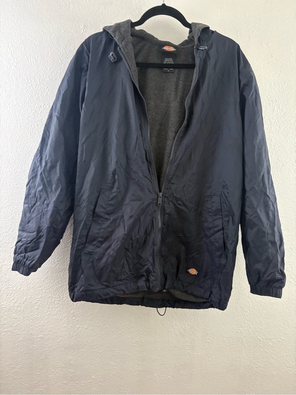 Dickies fleece-lined nylon hooded jacket weather-resistant outer size S